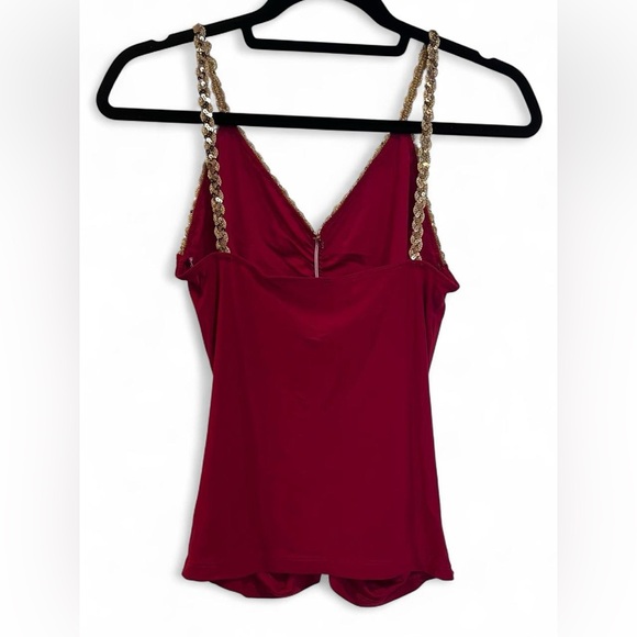 Icon USA Women’s Sequin Ruched Top Size M/L Red & Gold Y2K Deadstock NWOT - Picture 3 of 4